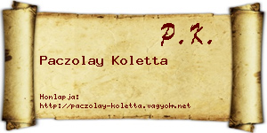 Paczolay Koletta névjegykártya